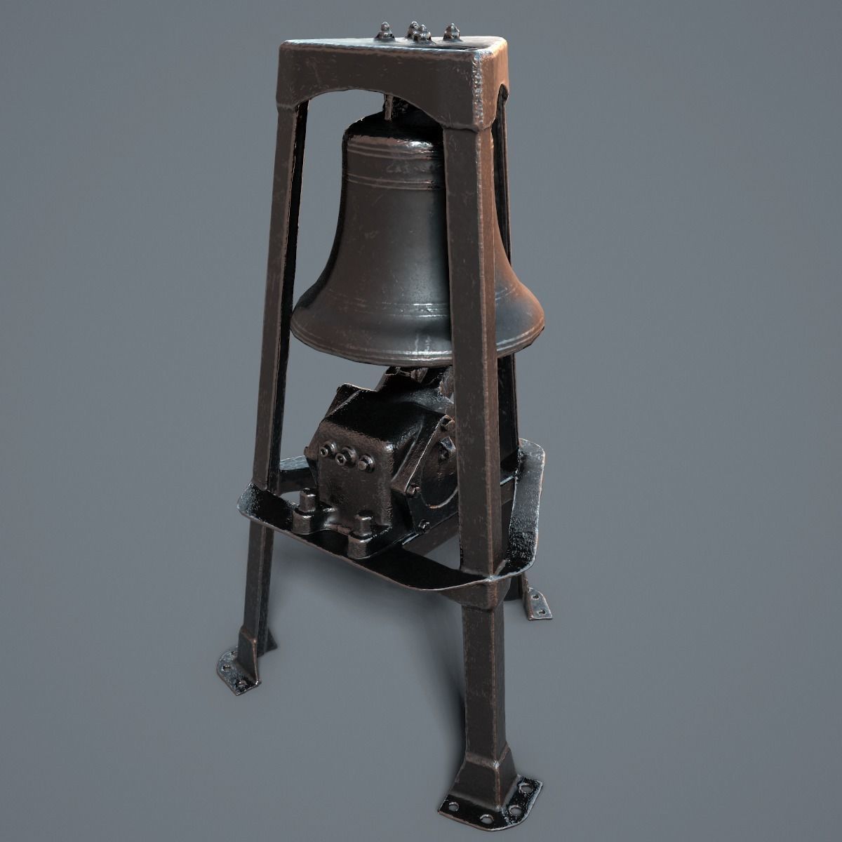 Ship Bell in Tower Low-poly 3D model_2