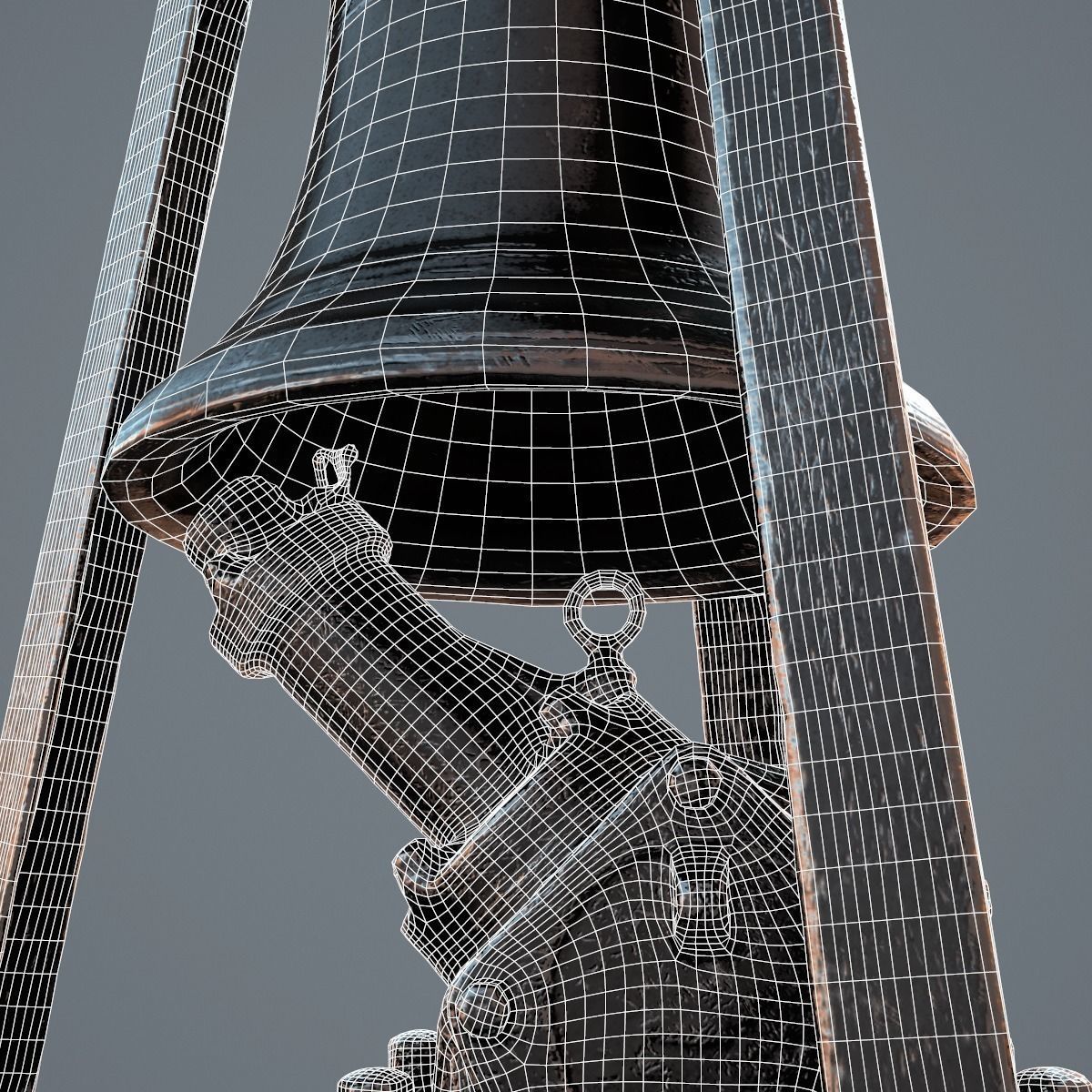 Ship Bell in Tower Low-poly 3D model_6
