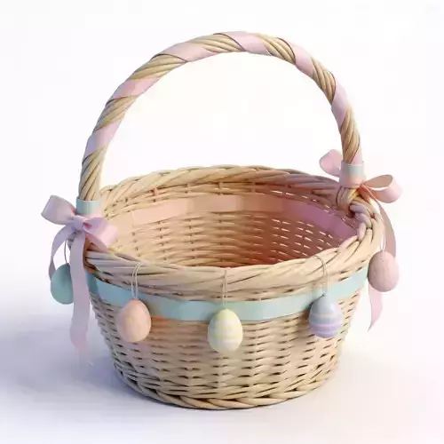 Pastel Floral Easter Woven Basket Model