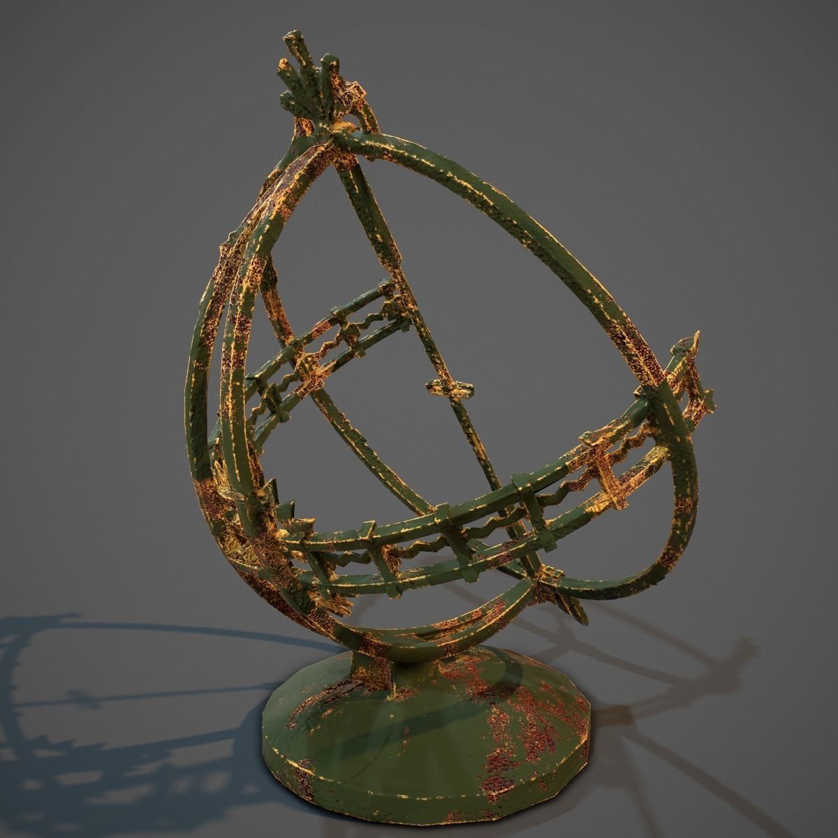 Sundial old rusted globe Low-poly 3D model_2