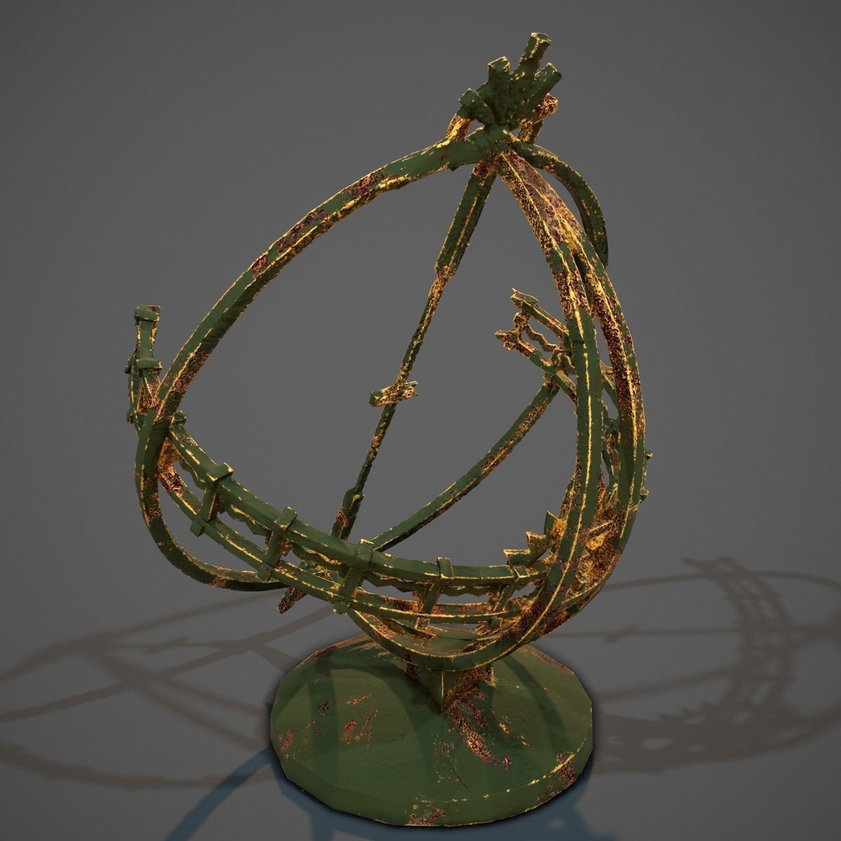 Sundial old rusted globe Low-poly 3D model_4