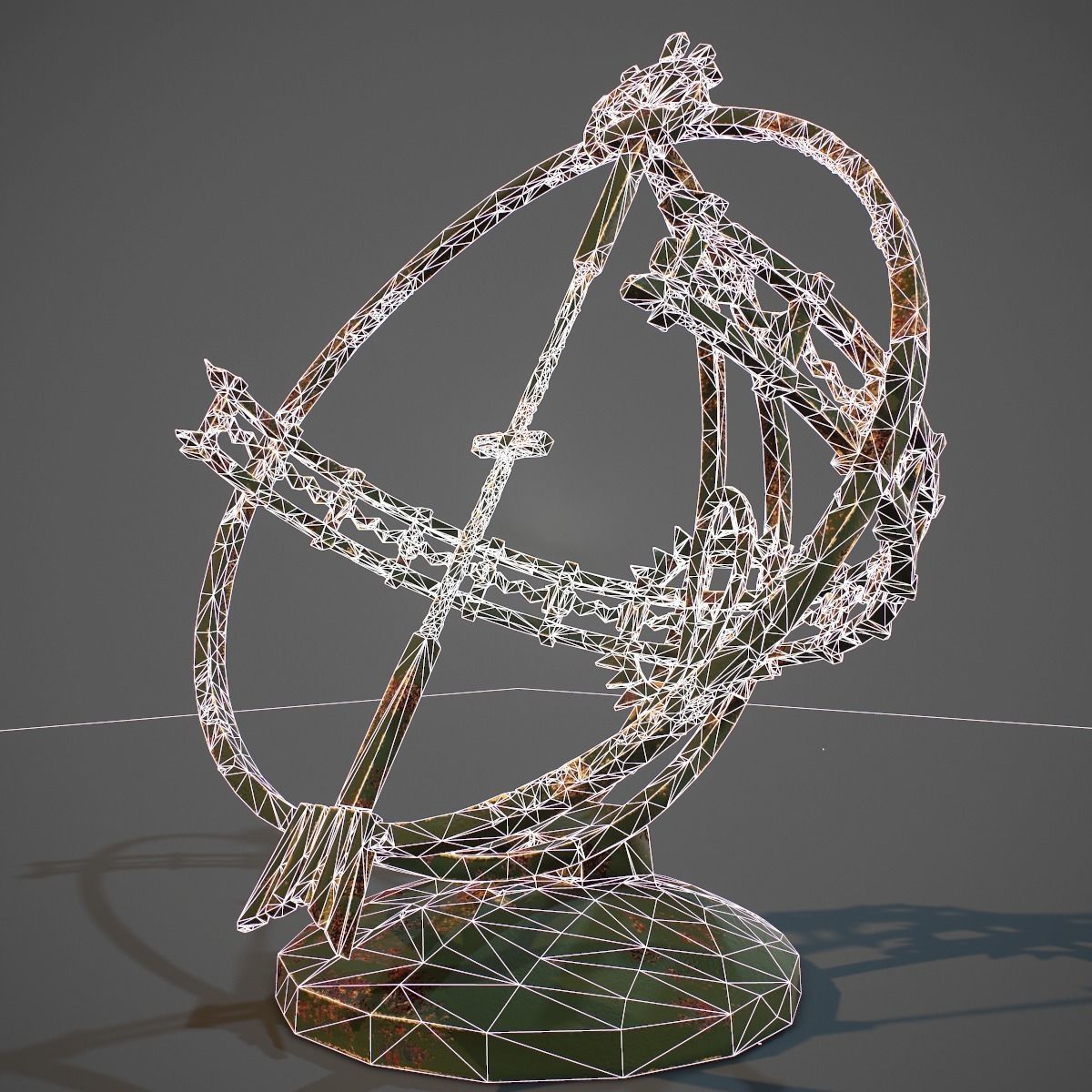 Sundial old rusted globe Low-poly 3D model_6