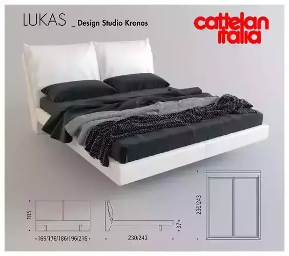 LUKAS bed from Cattelan Italy with bedding 3D model