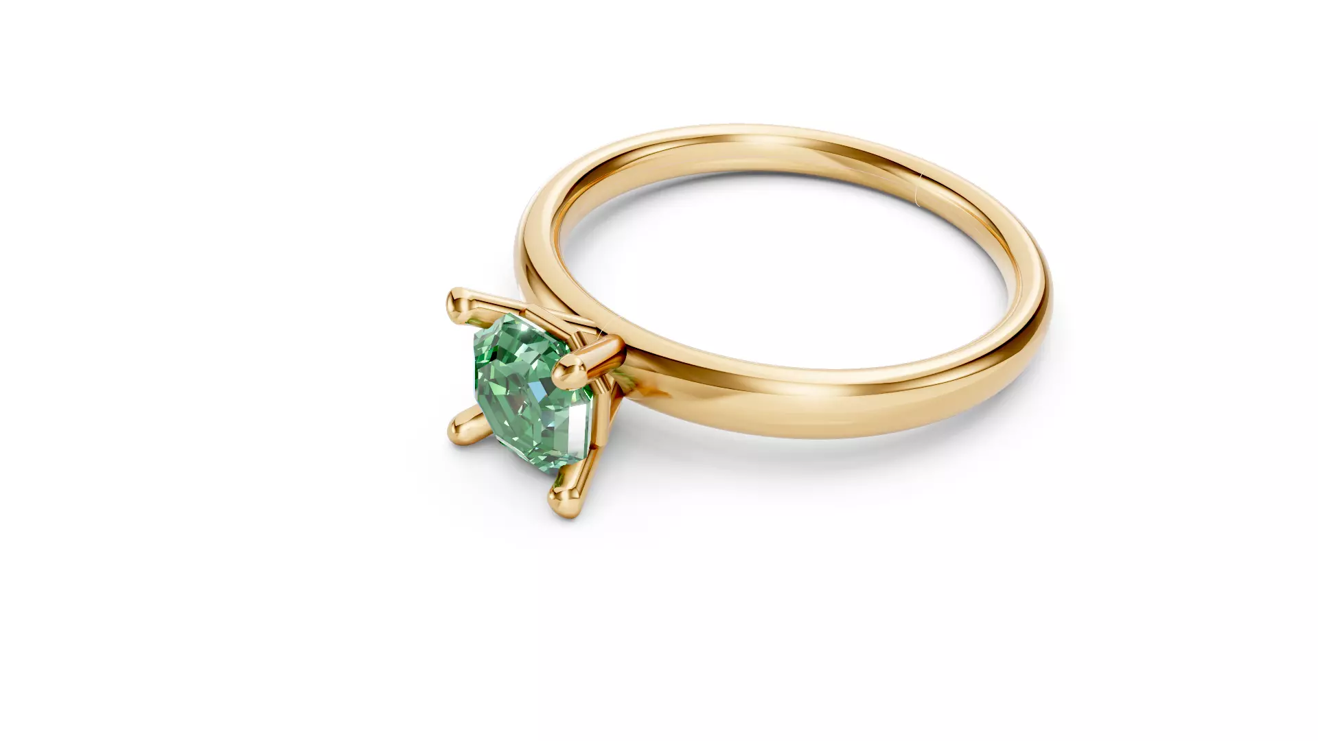 Solitaire Ring-Emerald Octagon Diamond-STL 3D Printable Jewelry 3D print model