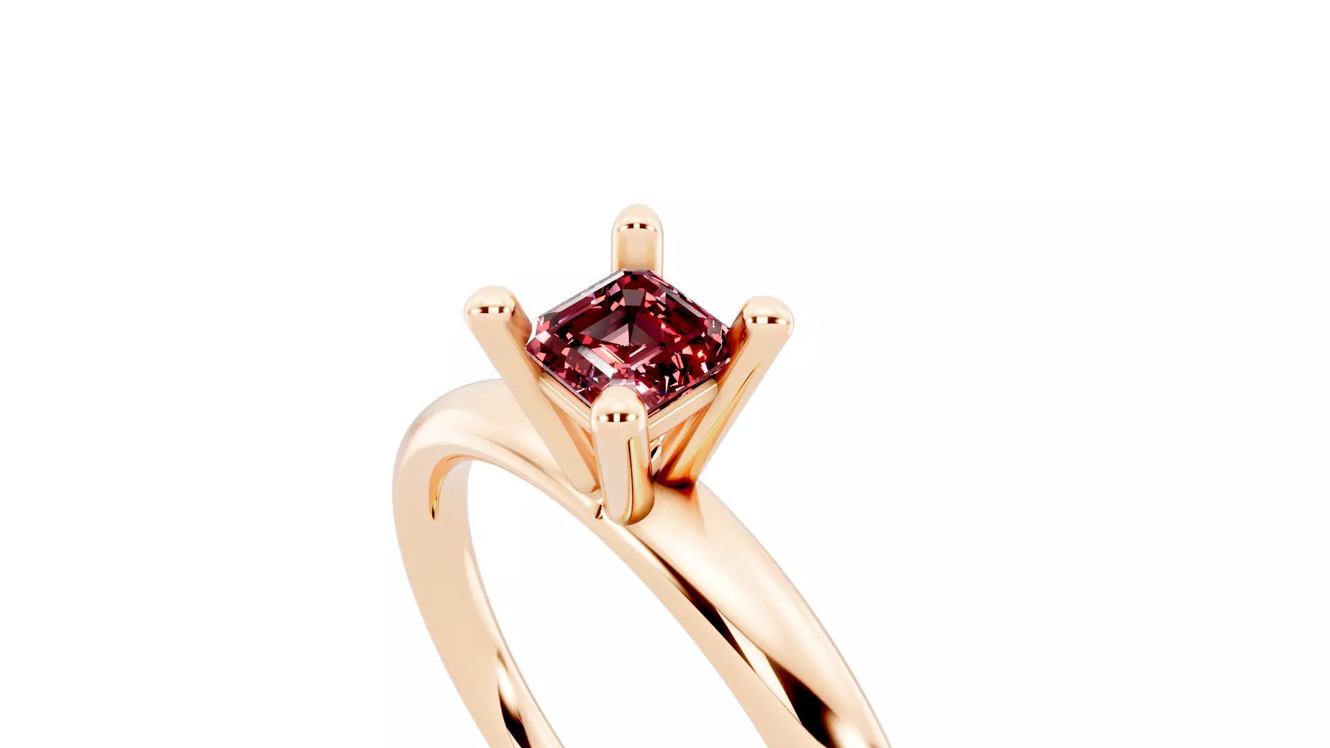 Solitaire Ring-Emerald Square Diamond-STL 3D Printable Jewelry 3D print model