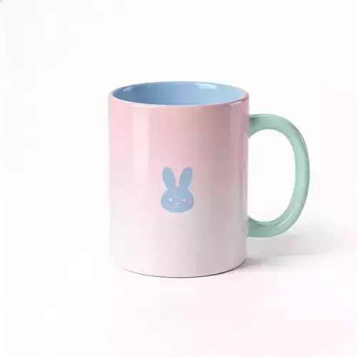 Pastel Bunny Gradient Coffee Mug 3D Model