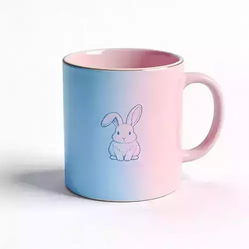 Pastel Bunny Gradient Coffee Mug 3D 