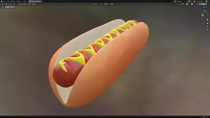 Hot Dog with Sauce PBR Low-poly 3D model 6