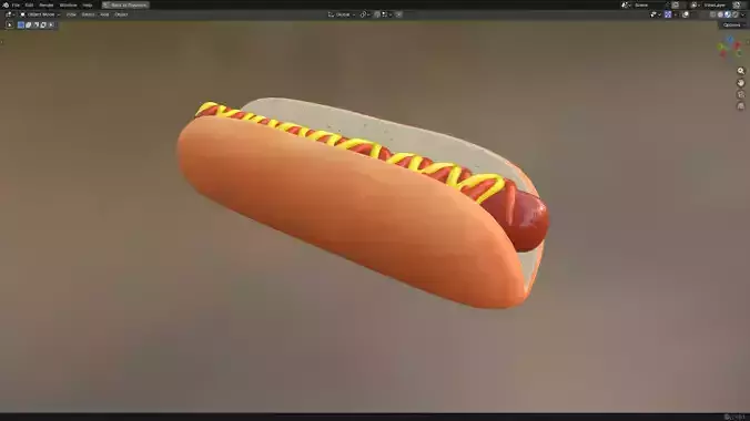 Hot Dog with Sauce PBR Low-poly 3D model 7