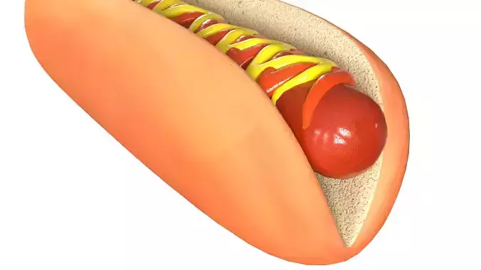 Hot Dog with Sauce PBR Low-poly 3D model 3