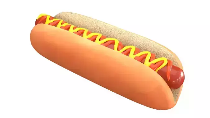 Hot Dog with Sauce PBR Low-poly 3D model