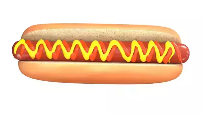 Hot Dog with Sauce PBR Low-poly 3D model 2