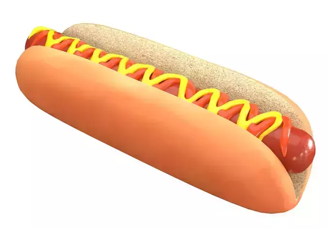 Hot Dog with Sauce PBR Low-poly 3D model 4