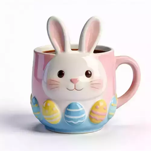 3D Relief Bunny Easter Mug Model