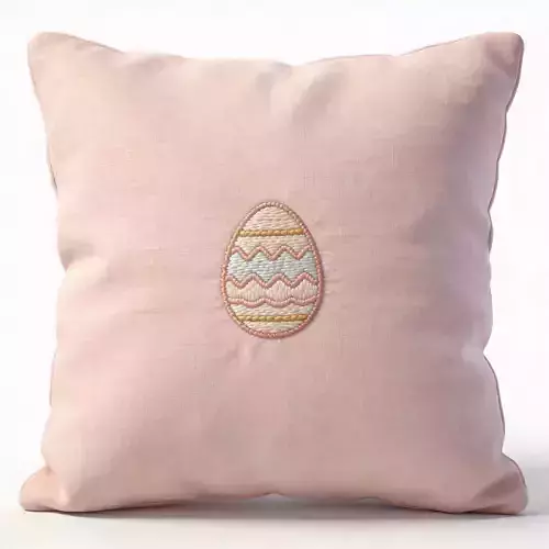 Pastel Pink Easter Egg Embroidered Pillow 3D Model