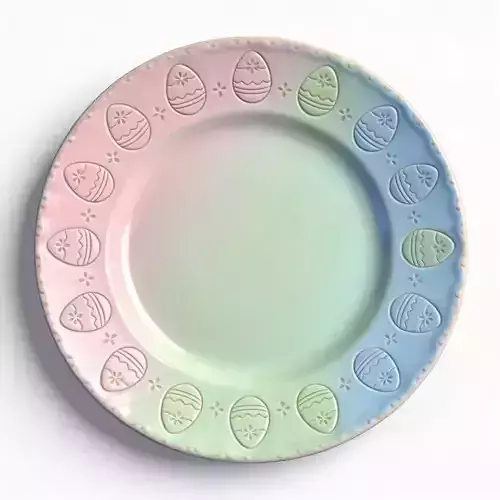 Pastel Gradient Easter Ceramic Plate 3D Model