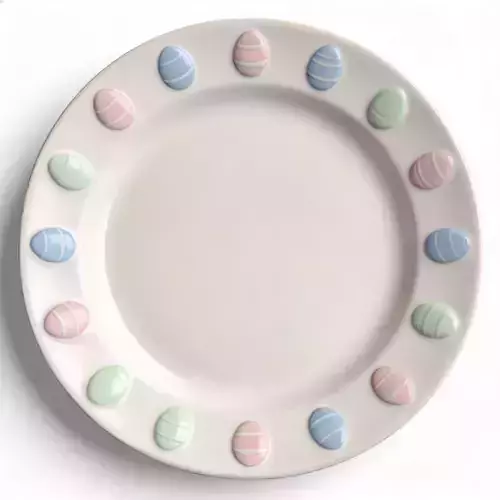 Minimalist Easter Egg Relief Ceramic Plate 3D Model