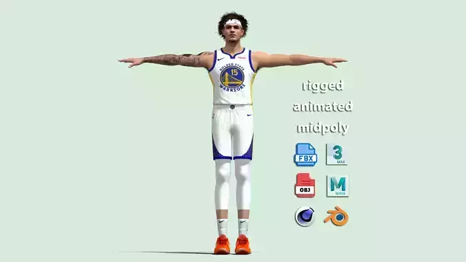 T-Pose Rigged Gui Santos Golden State Warriors NBA