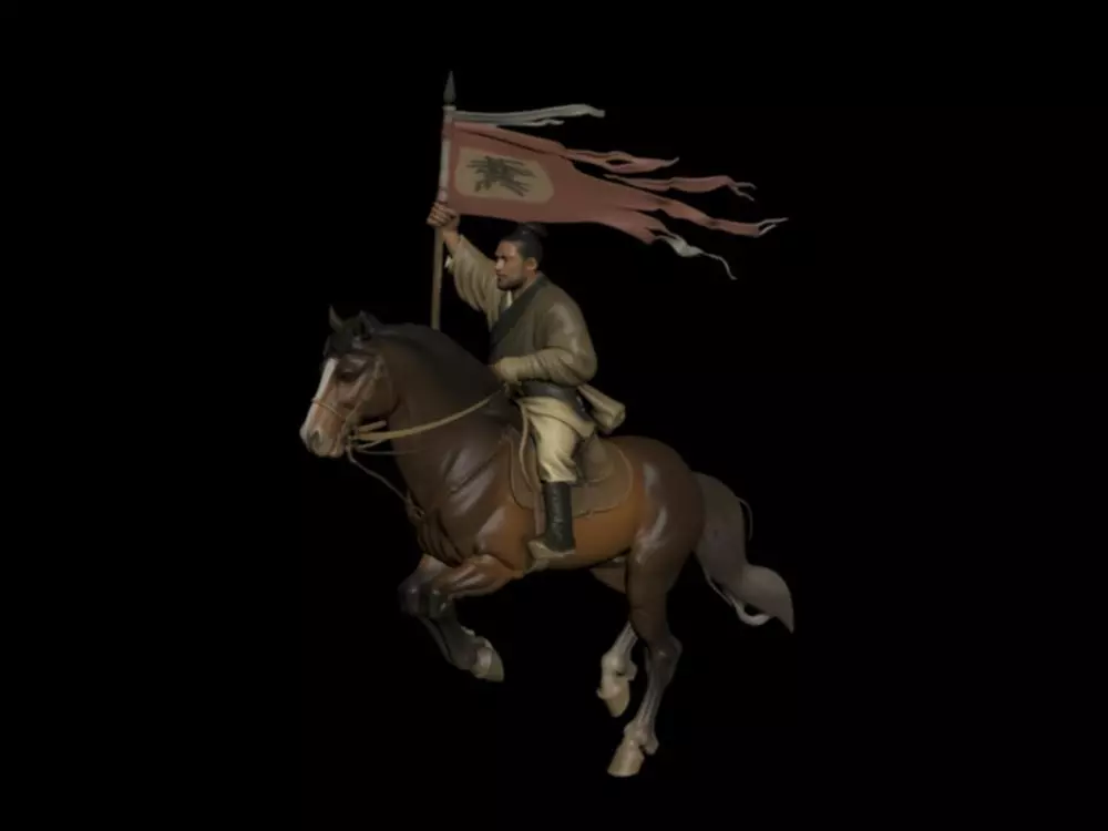 Flag war horse 3D model
