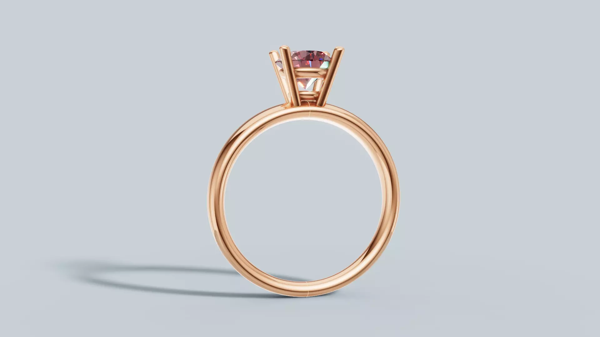 Solitaire Ring - Round Diamond - STL 3D Printable Jewelry CAD 3D print model