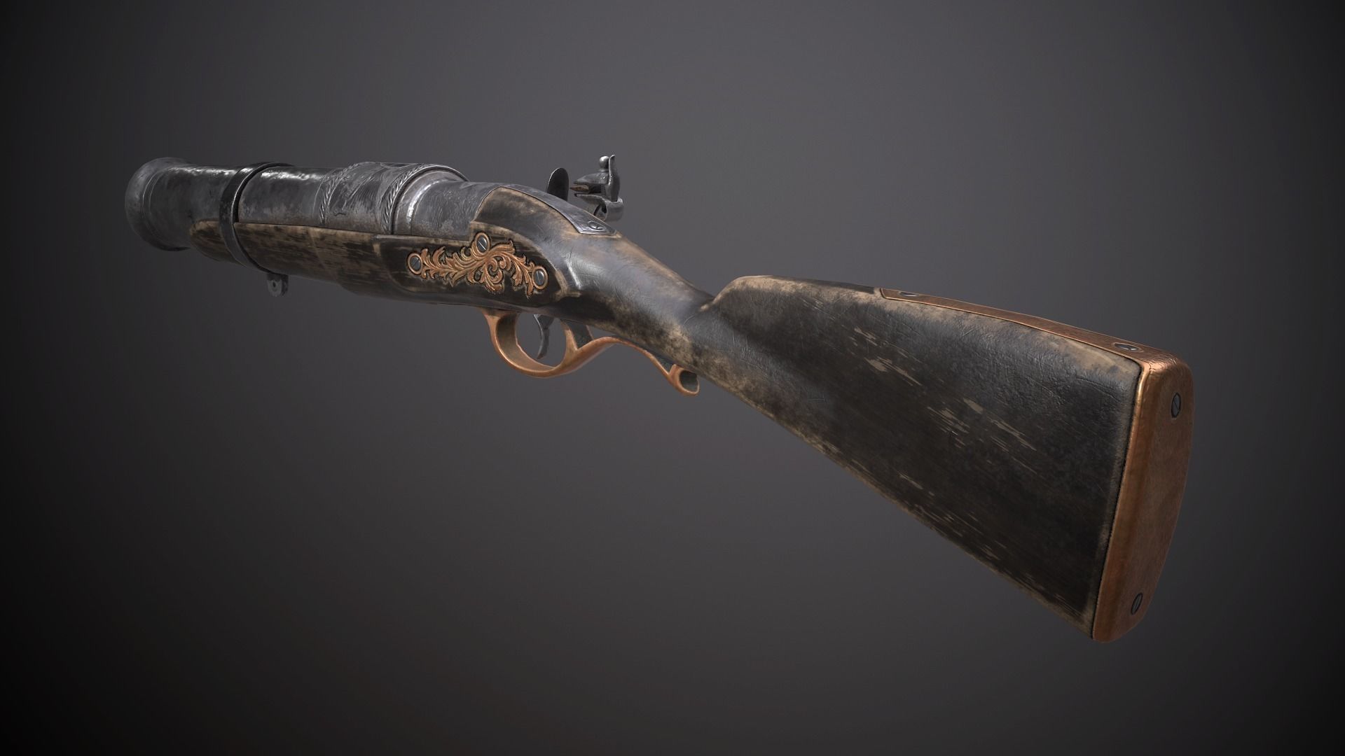 Flintlock Hand-Cannon - two skins Low-poly 3D model_10