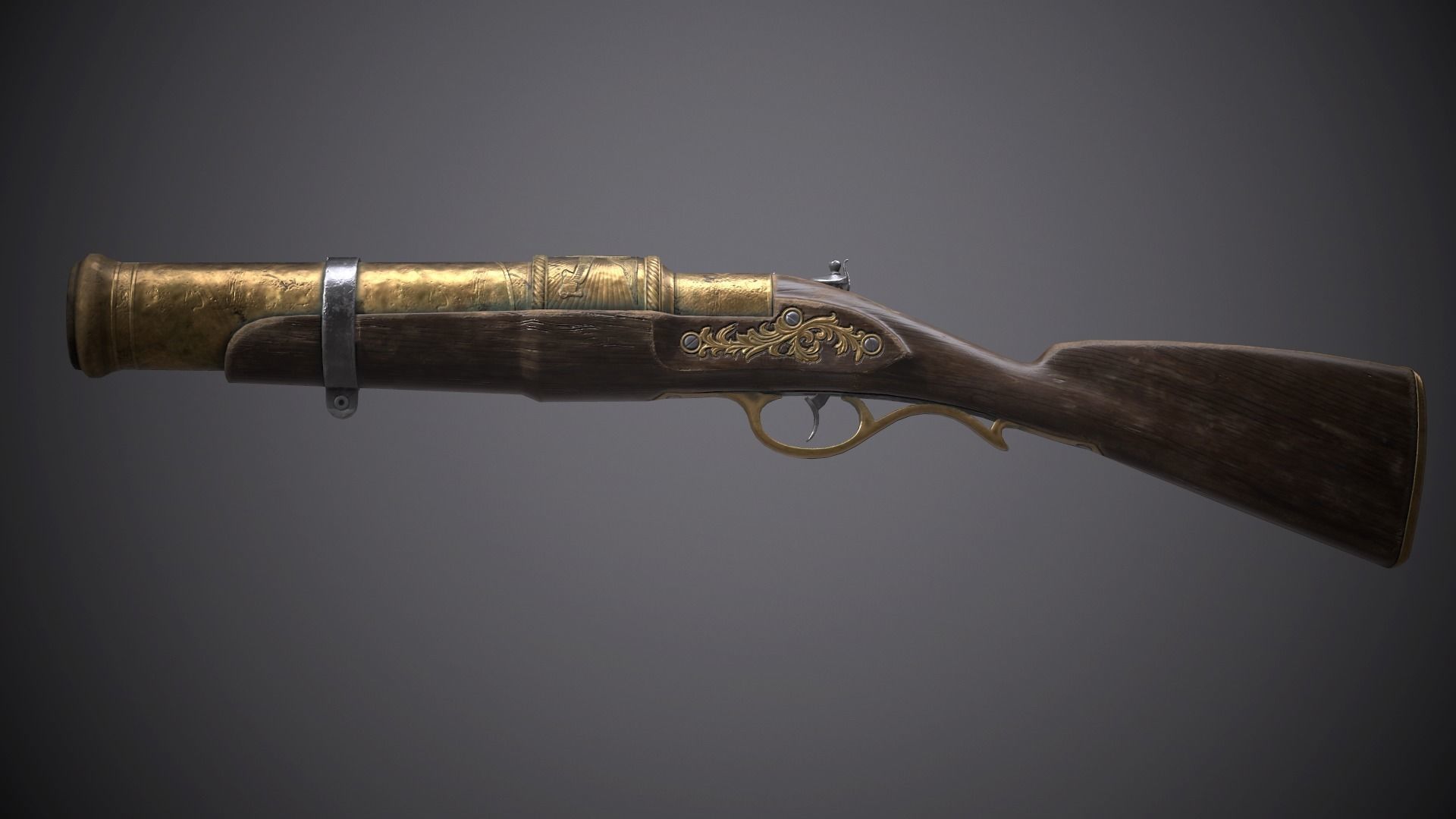 Flintlock Hand-Cannon - two skins Low-poly 3D model_8