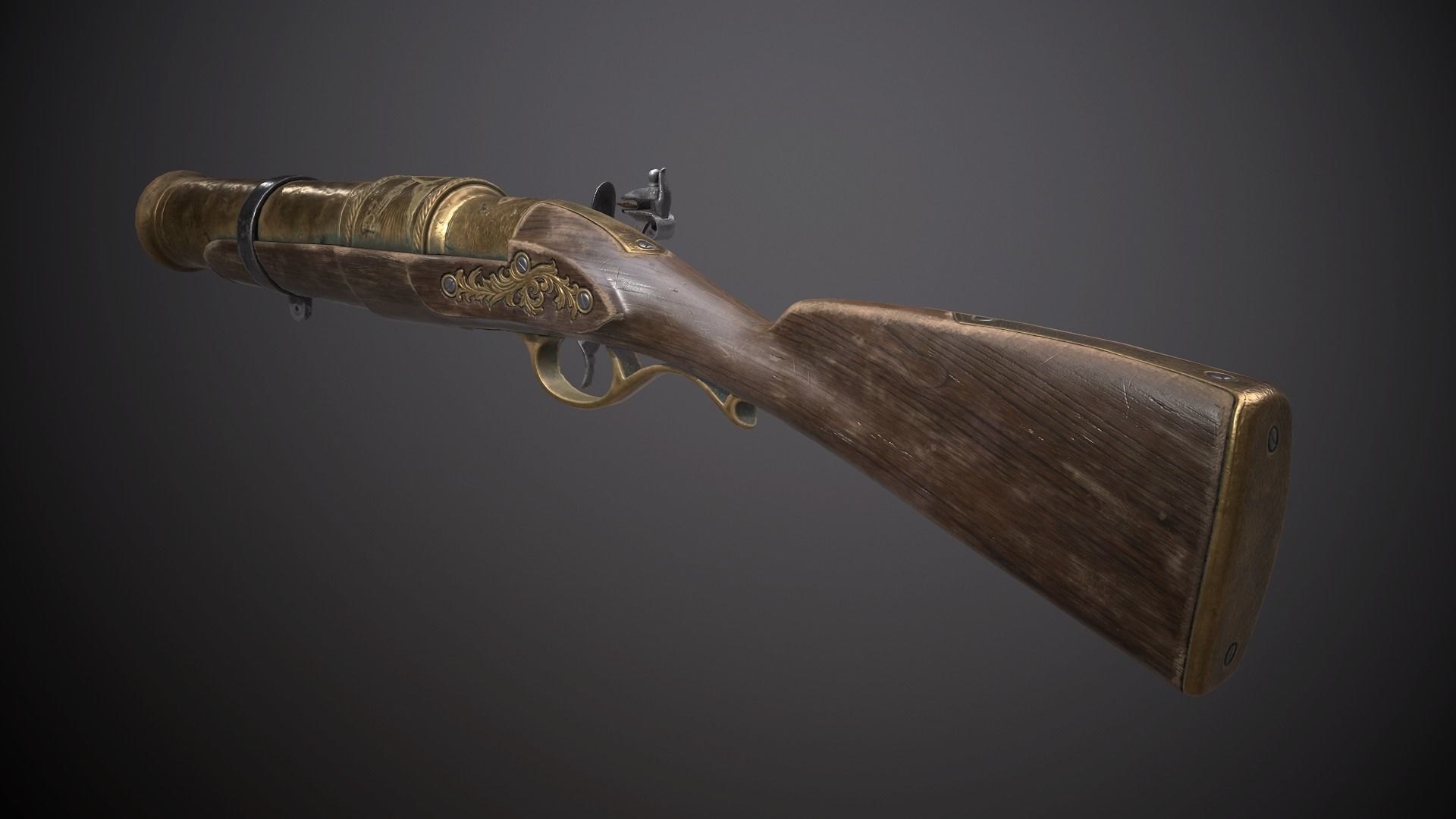 Flintlock Hand-Cannon - two skins Low-poly 3D model_4