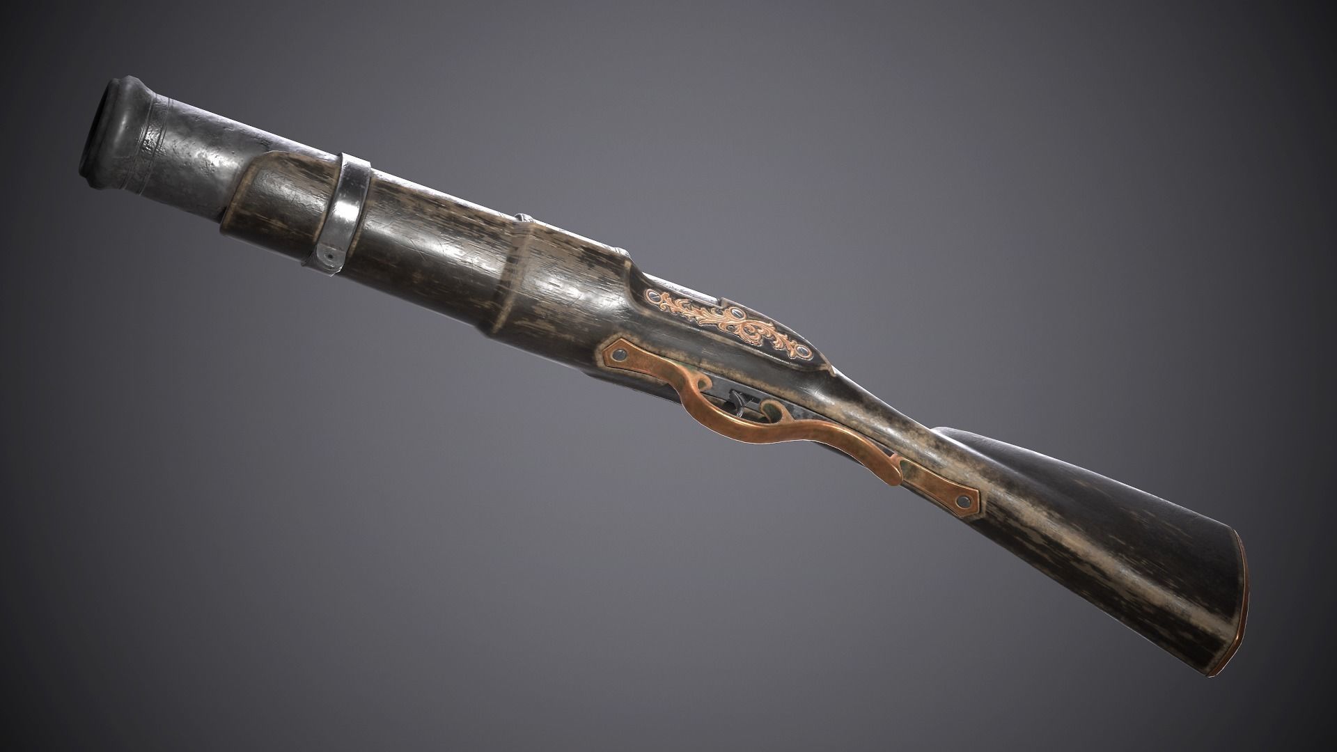 Flintlock Hand-Cannon - two skins Low-poly 3D model_11