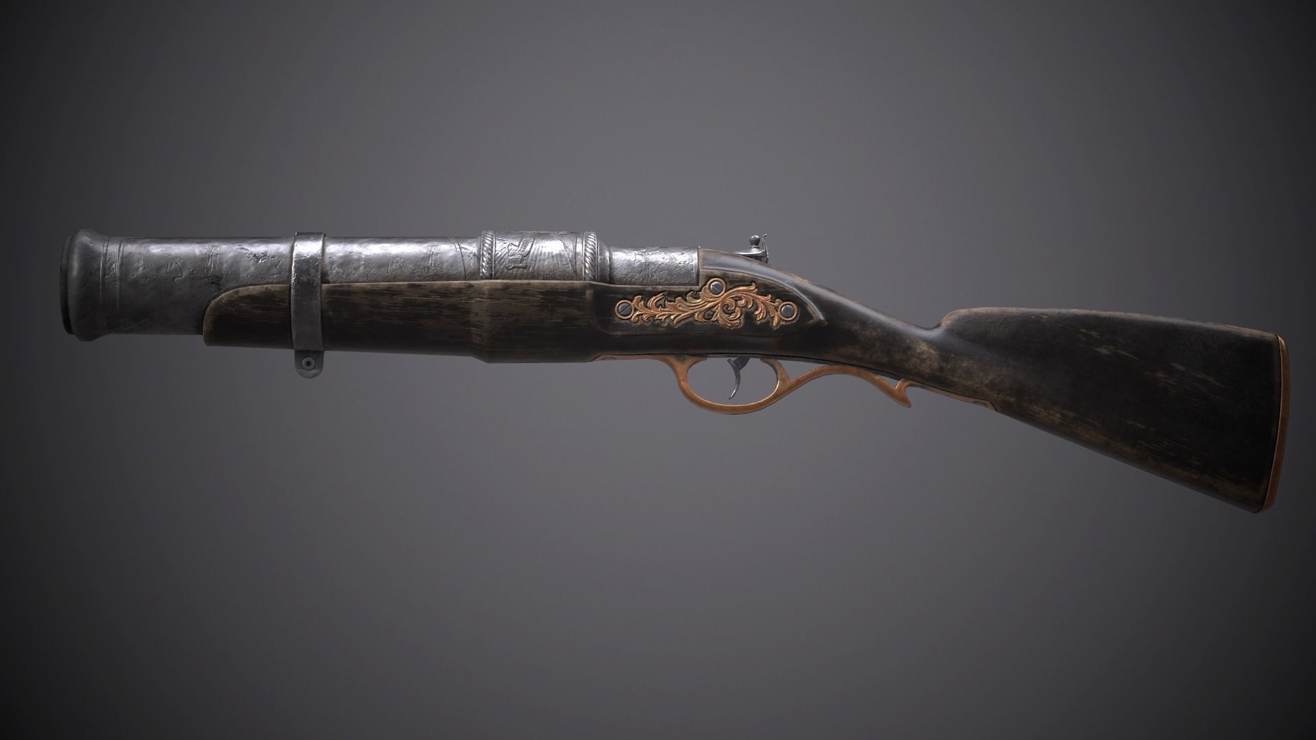 Flintlock Hand-Cannon - two skins Low-poly 3D model_14