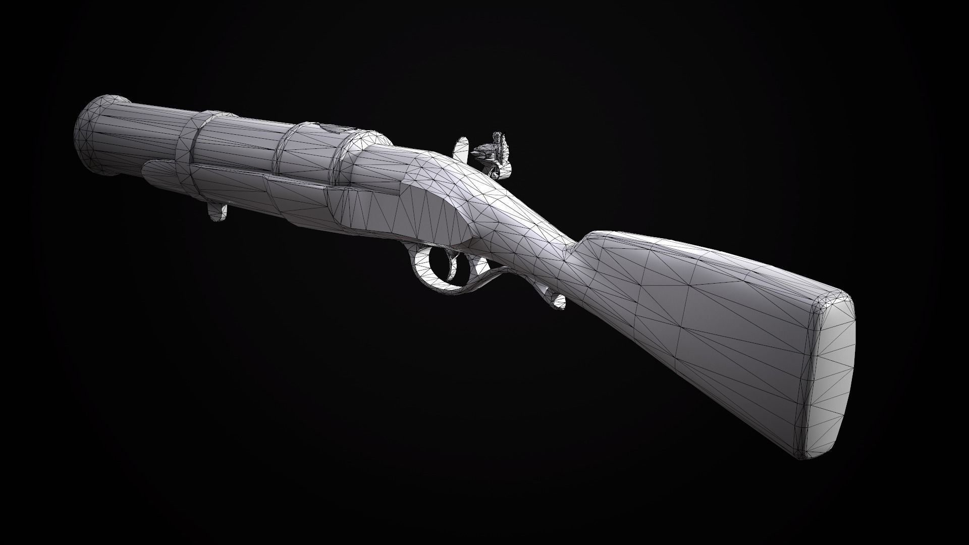 Flintlock Hand-Cannon - two skins Low-poly 3D model_15