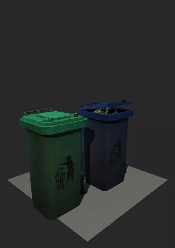Waste Container Low-poly 3D model_0