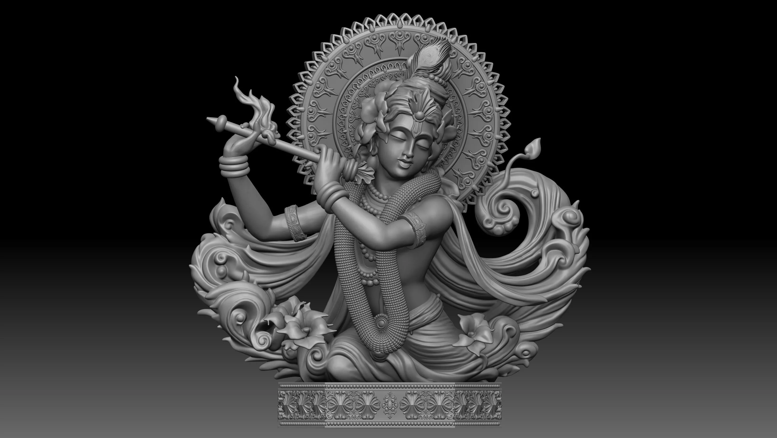 Krishna ji hindu god idol 3d printable and CNC 3D print model