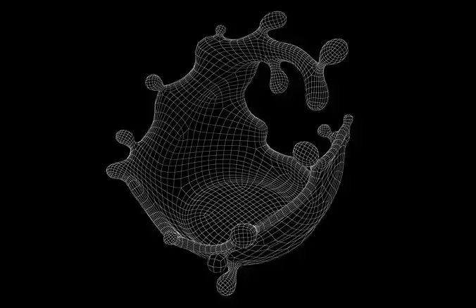 Abstract Splash of Liquid v3 001 Low-poly 3D model 6