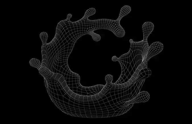 Abstract Splash of Liquid v3 001 Low-poly 3D model 5