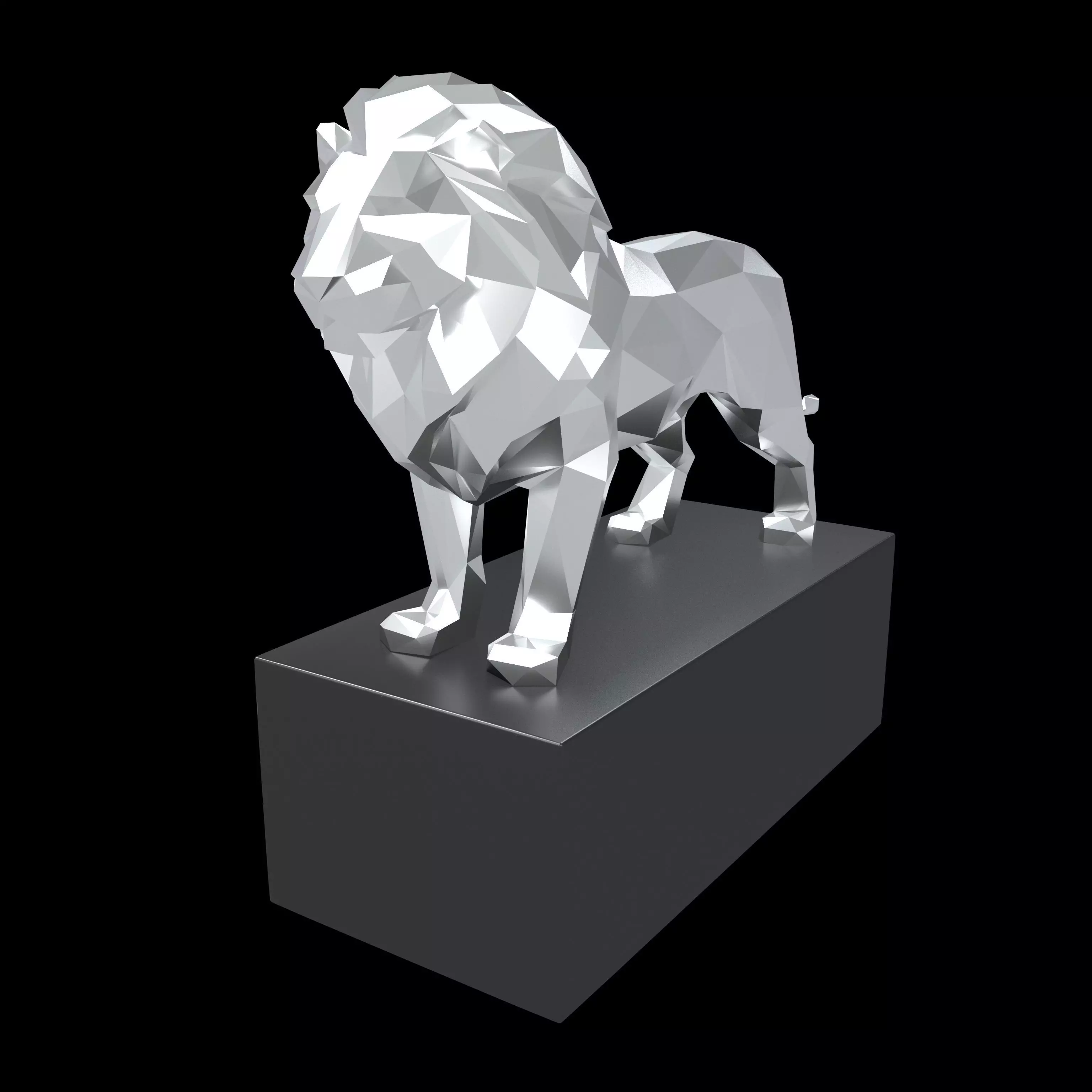 Lion Sculpture v1 002 Low-poly 3D model