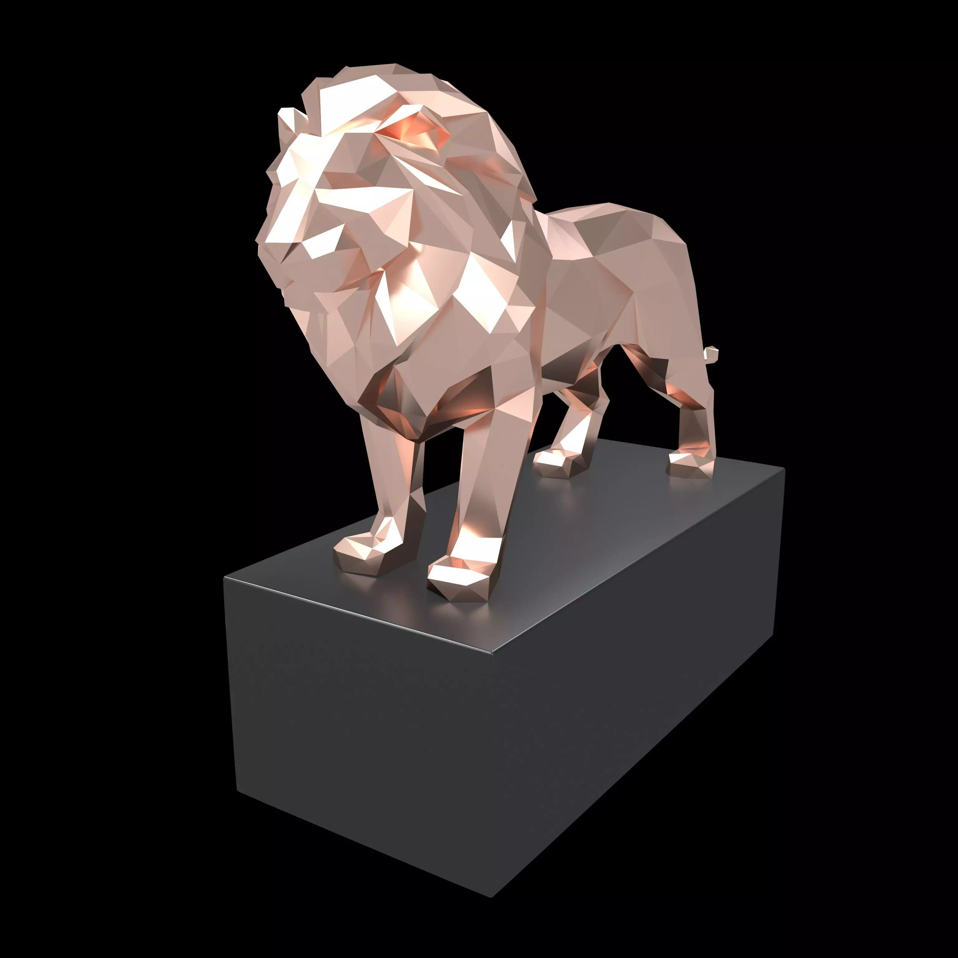 Lion Sculpture v1 003 Low-poly 3D model