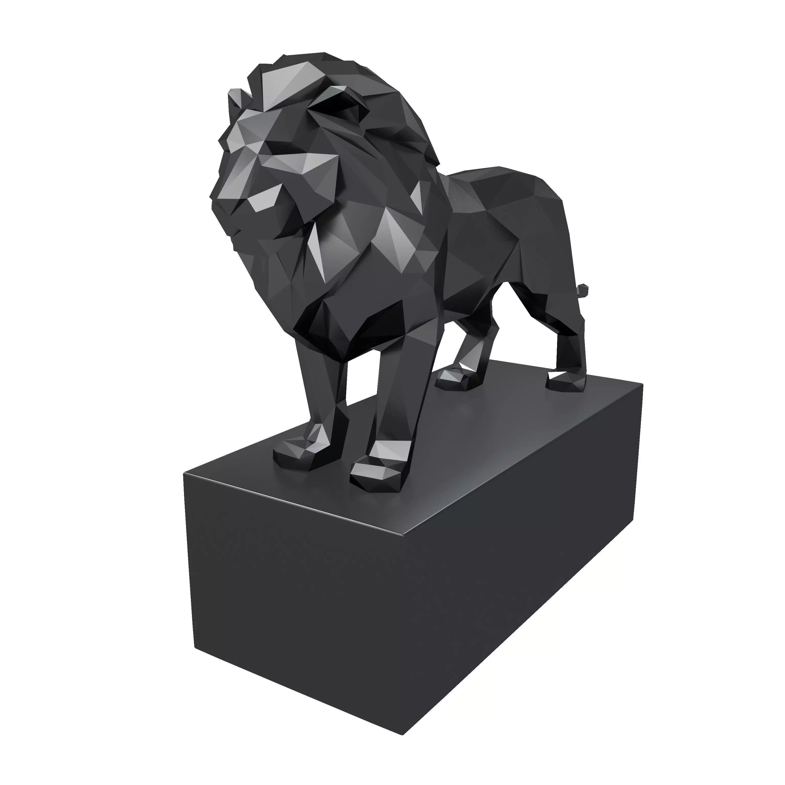 Lion Sculpture v1 004 Low-poly 3D model