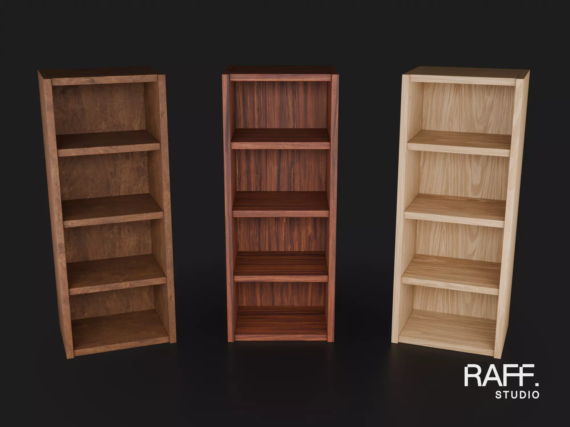 Low Poly Open Bookshelf - Game Ready Asset Low-poly 3D model