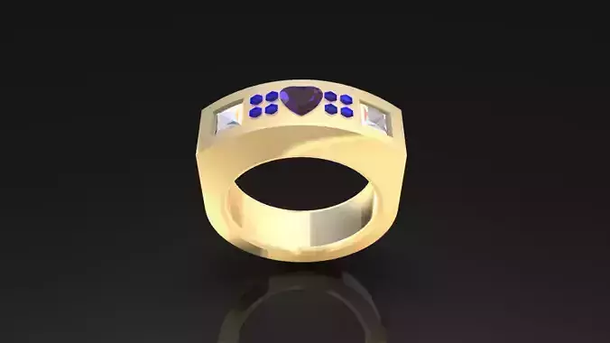 Golden Luxury Ring With Gems