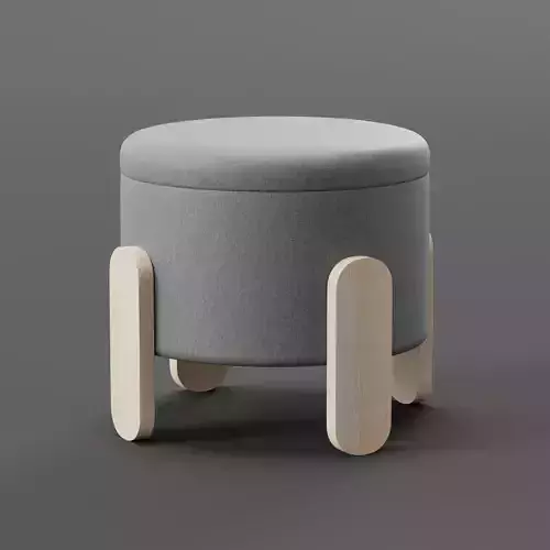 Stool Low-poly 3D model 7