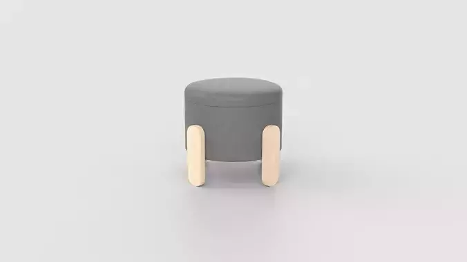 Stool Low-poly 3D model 2