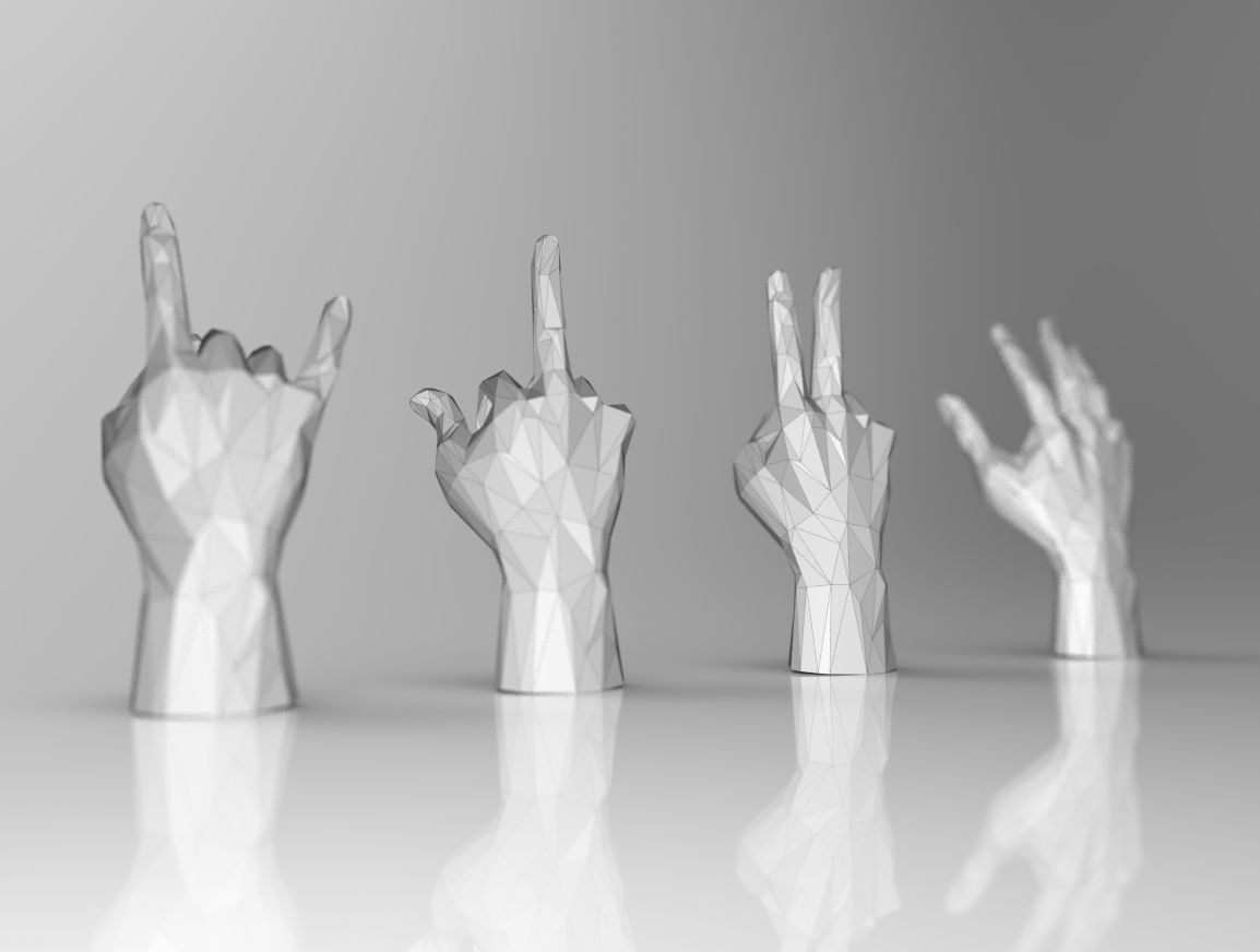 hand model RIGGED - low poly - triangulated Low-poly 3D model_1