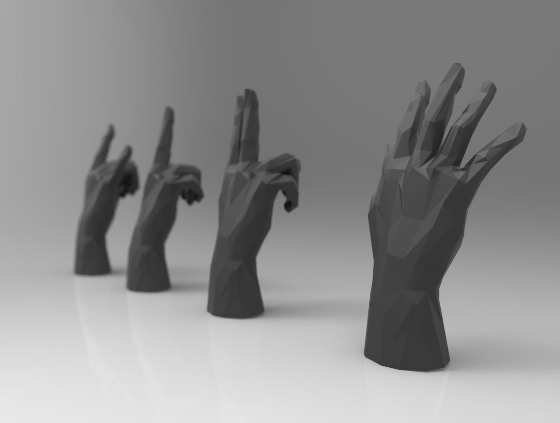 hand model RIGGED - low poly - triangulated Low-poly 3D model_3