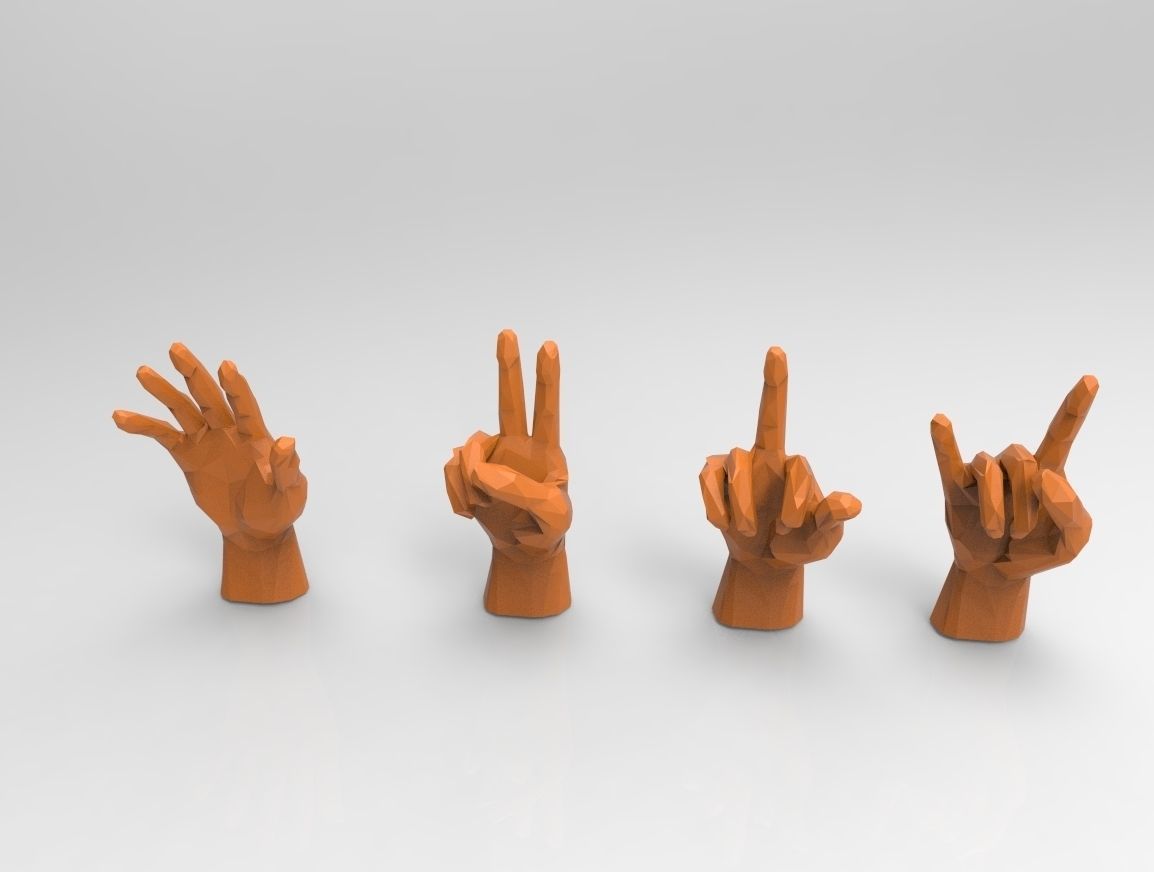 hand model RIGGED - low poly - triangulated Low-poly 3D model_2