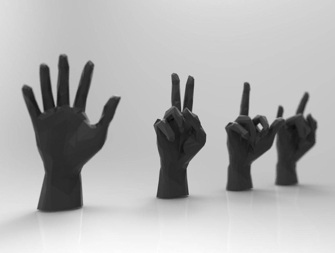 hand model RIGGED - low poly - triangulated Low-poly 3D model_5