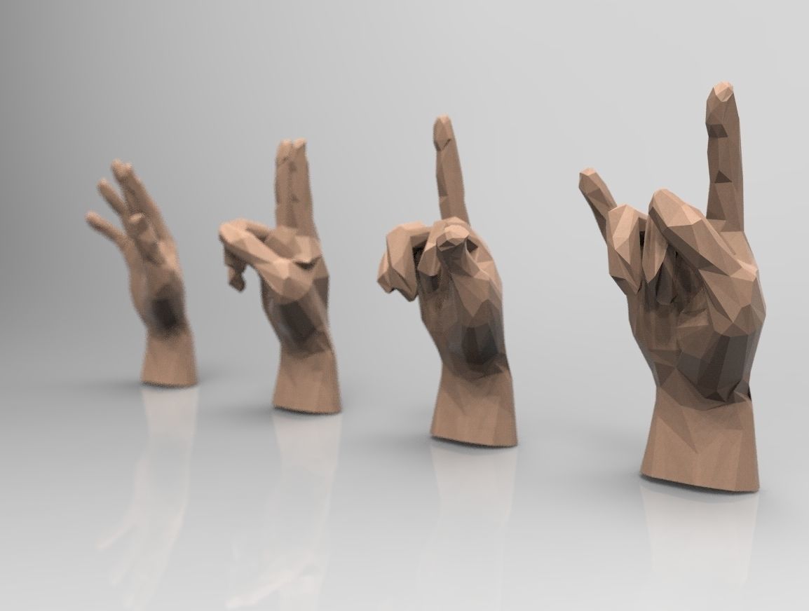 hand model RIGGED - low poly - triangulated Low-poly 3D model_4