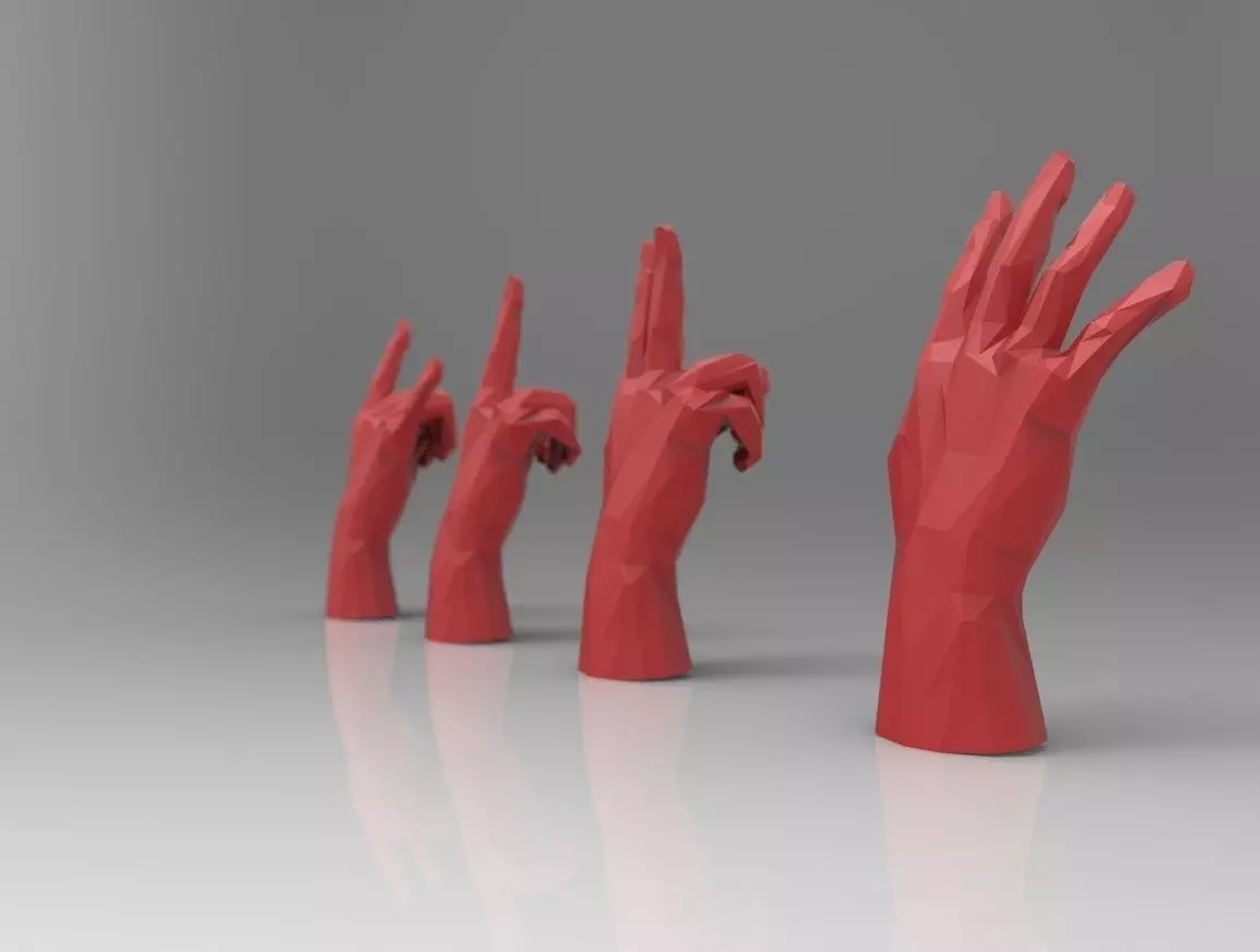 hand model RIGGED - low poly - triangulated Low-poly 3D model_0