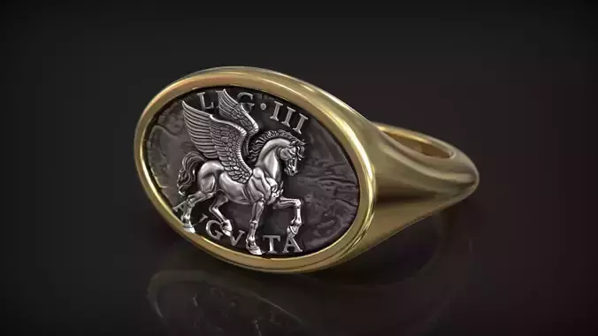 Roman Legion Avgusta Pegasus Winged Horse Antique Ring