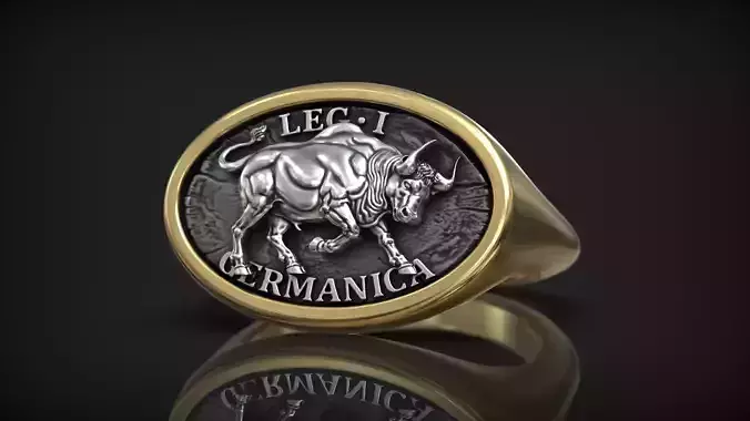 Roman Legion Germanica Buffalo Bull Antique Ring