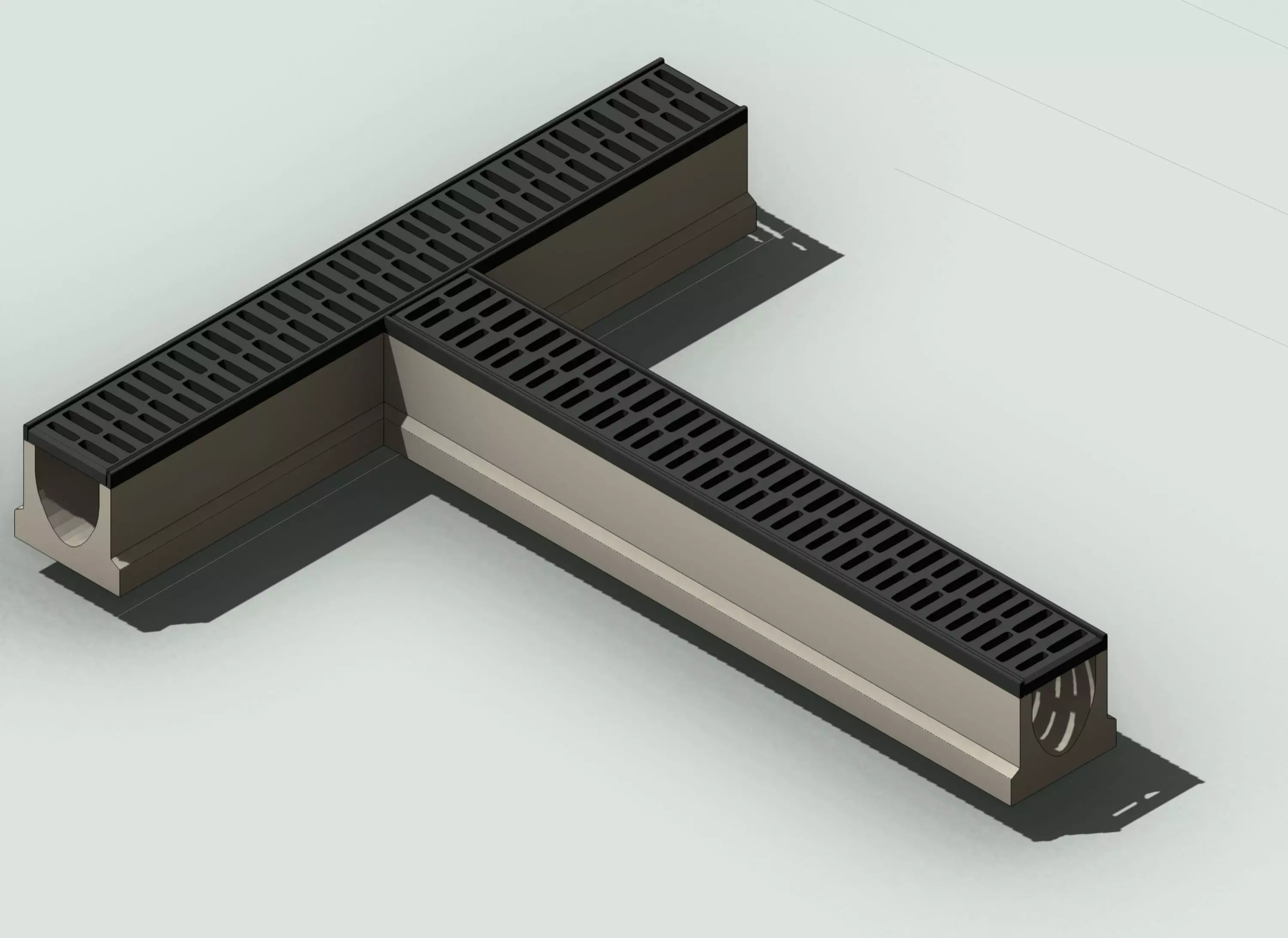 Concrete Trench Drain T Junction V100 Modular Drainage Channel3D 3D model